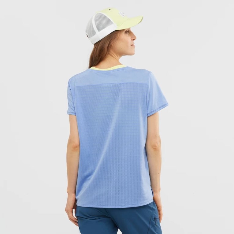 Camiseta Salomon Outline Summer Corta Sleeve Mujer Azules Claro | MX YHXE204